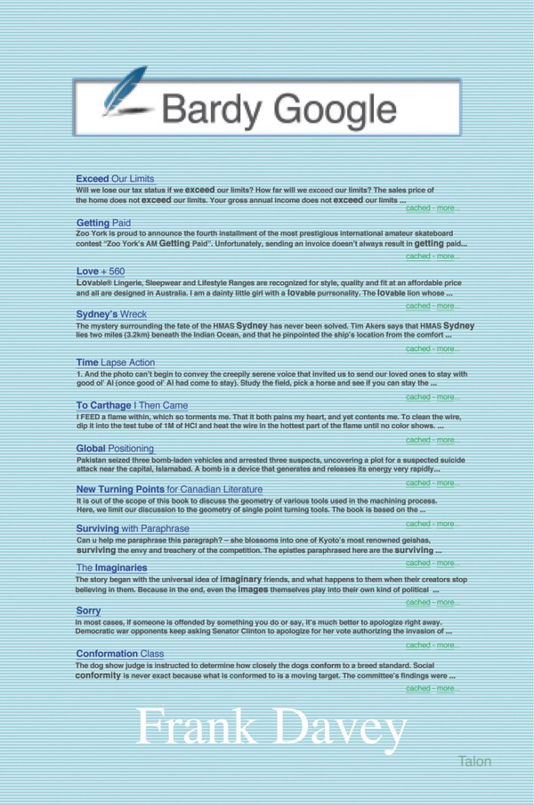 Bardy Google by Frank Davey, Paperback | Indigo Chapters