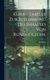 Kubik - Tabelle zur Bestimmung des Inhaltes von Rundhölzern by H Behm, Hardcover | Indigo Chapters