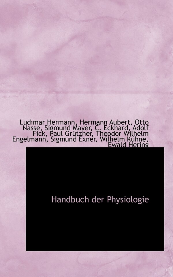 Handbuch der Physiologie by Hermann Aubert Otto Nasse Sig Hermann, Paperback | Indigo Chapters