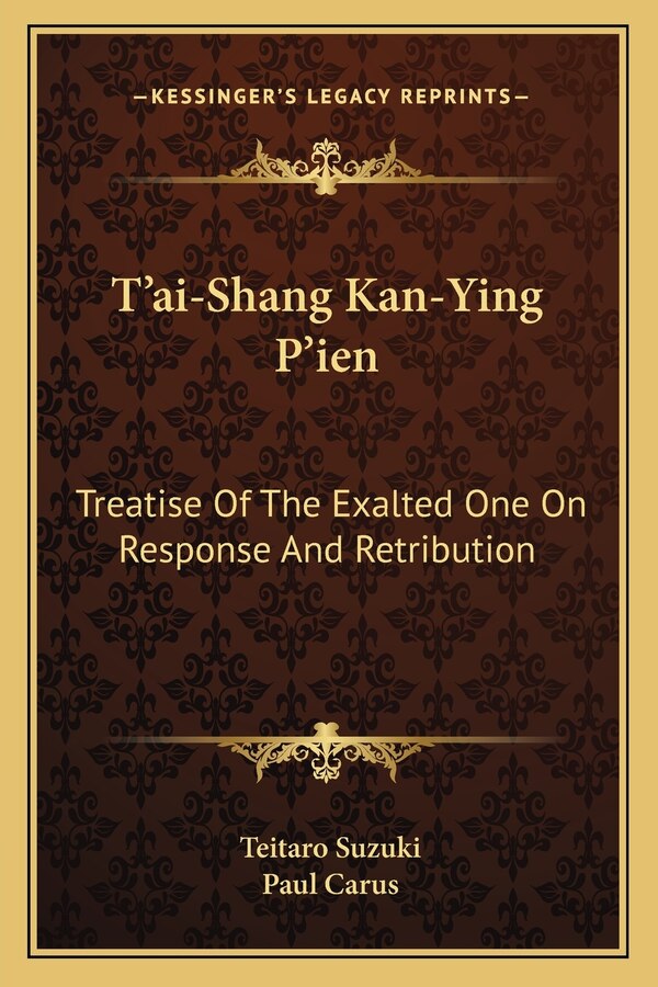 T'Ai-Shang Kan-Ying P'Ien by Teitaro Suzuki, Paperback | Indigo Chapters