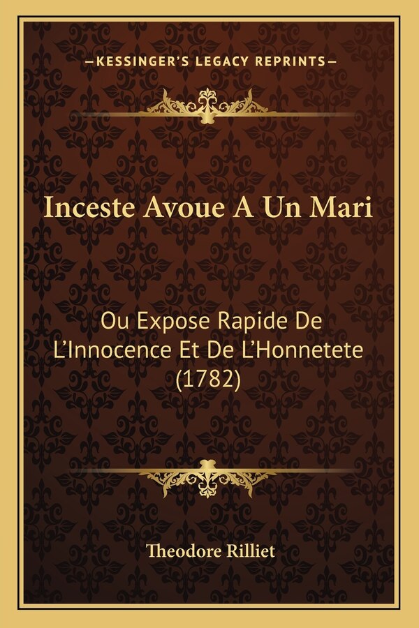 Inceste Avoue A Un Mari by Theodore Rilliet, Paperback | Indigo Chapters