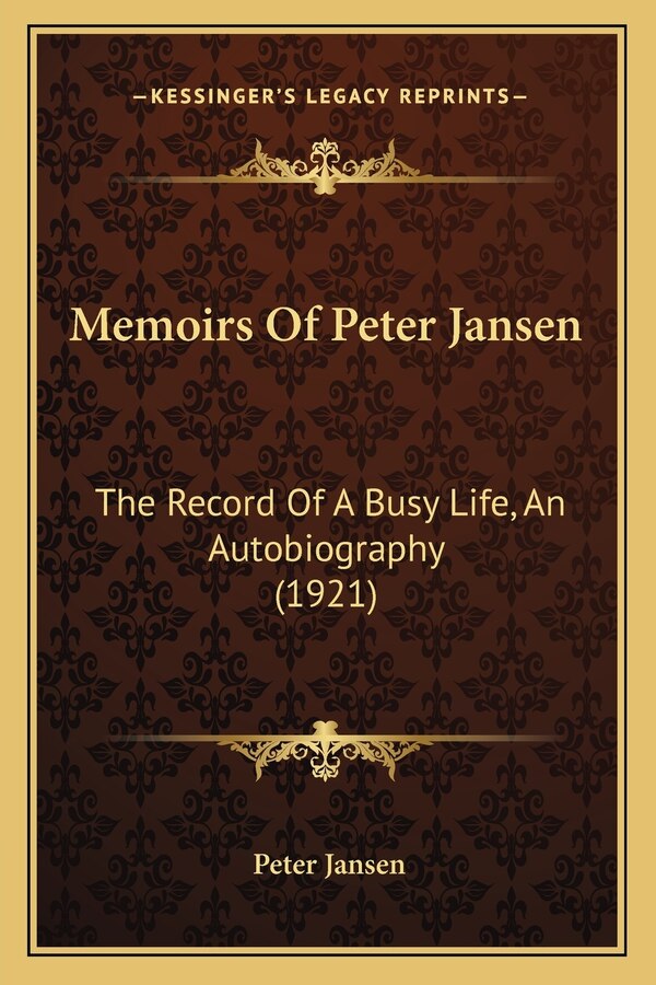 Memoirs Of Peter Jansen, Paperback | Indigo Chapters