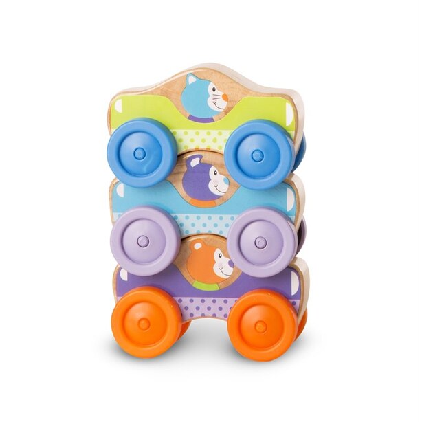 Melissa and Doug First Play 3-Piece Stacking Cars Toy Wooden Animal