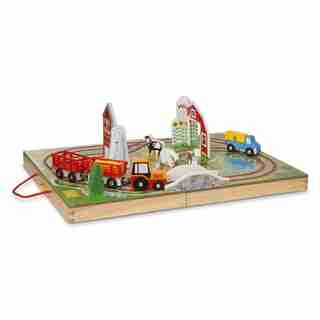 Melissa & Doug Take-Along Tabletop Vehicle Set Farm