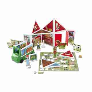 Melissa & Doug 102-Piece MAGNETIVITY Magnetic Building Play Set – On the Farm with Tractor Vehicle (16 Panels, 77 Accessory Magnets)