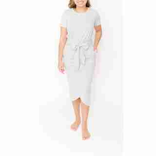 REBECCA WRAP DRESS, HEATHER GREY SMALL