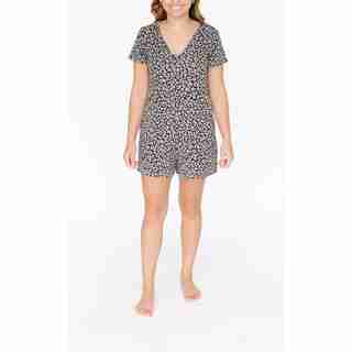THE SUNDAY SHORTY, GREY LOLA LEOPARD - L