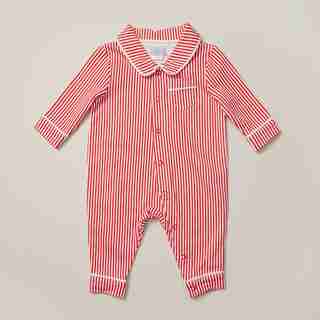 PYJAMA UNE PIÈCE – RAYURES ROUGES (0 À 3 MOIS)