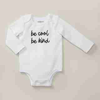 MONOCHROME BODYSUIT BE COOL BE KIND, WHITE SIZE 6-12 MONTHS