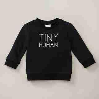 INDIGOBABY MONOCHROME CREWNECK TINY HUMAN BLACK 6-12 MONTHS