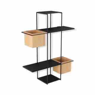 CUBIST ETAGÈRE MULTIPLE AVEC 2 PORTE PLANTES INTÉGRÉS - NOIR