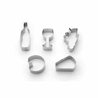 STAINLESS STEEL COOKIE CUTTERS WINE & CHEESE SET OF 5