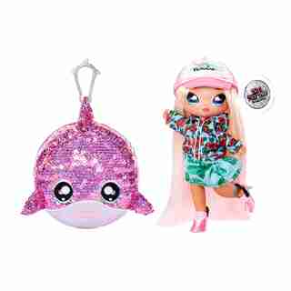 Na! Na! Na! Surprise 2-in-1 Fashion Doll and Sparkly Sequined Purse Sparkle Series – Krysta Splash, 7.5" Surfer Doll