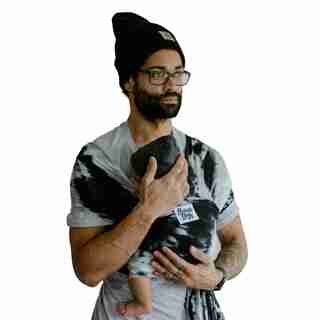 Écharpe porte-bébé Beluga Baby – modèle Joni – noir et blanc teint sur nœud