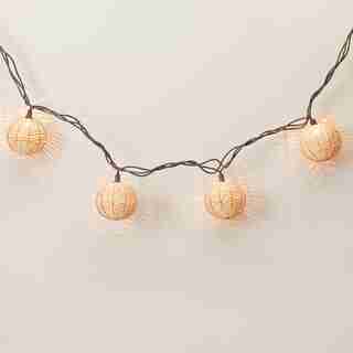 NATURAL RATTAN PATIO LIGHTS SET OF 10