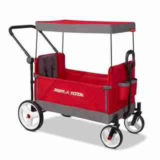 CONVERTIBLE STROLLER WAGON, FOLDING WAGON - RED AND GRAY (47.5" x 41.5" x 24.5")