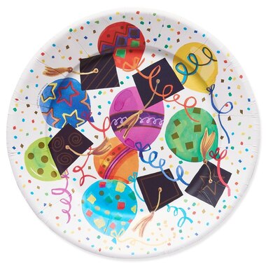 Graduation Dessert Plates - Balloons & Grad Icons