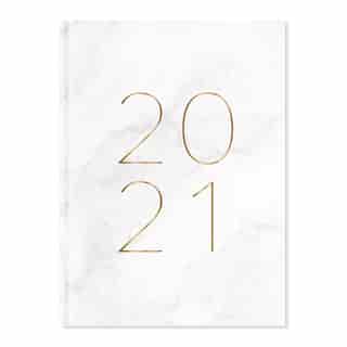 January - December 2021 Daily White Marble Planner