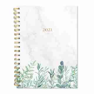 PIERRE BELVEDERE January - December 2021 DAIILY WIRE-O MARBLE EUCALYPTUS PLANNER