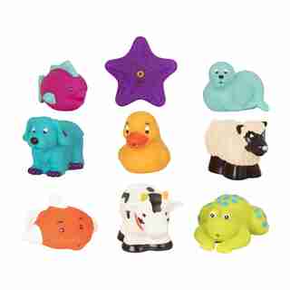 FARM AND SEA ANIMAL BATH SQUIRTS 9 PIECES