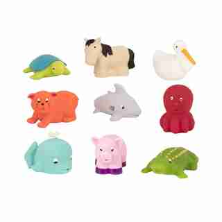 FARM & SEA ANIMAL BATH SQUIRTS 9 PIECES