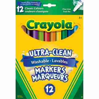 Crayola Marqueurs lavables couleurs classiques, 12 ct