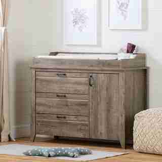 Lionel Changing Table with Drawers, Weathered Oak