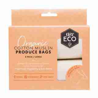 EVER ECO ORGANIC COTTON MUSLIN PRODUCE BAGS - SET OF 4