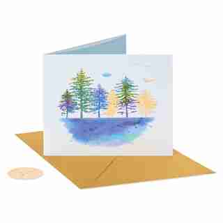 Papyrus Blank Thinking of You Card (Watercolor Trees)