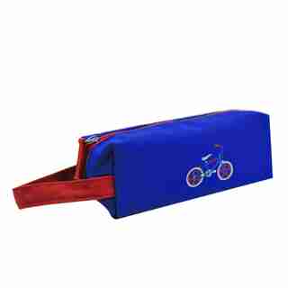 PLUMIER EN TOILE BLEU FONCÉ, IMPRIMÉ VÉLO