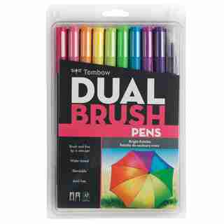 Tombow Dual Brush Calligraphy Pen Set Bright 10 Pack