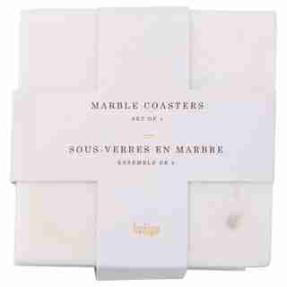 White Marble Coasters – Square, Set of 4
