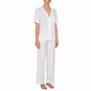 EBERJEY SUMMER STRIPES SHORT SLEEVE CROP PJ - SET, L