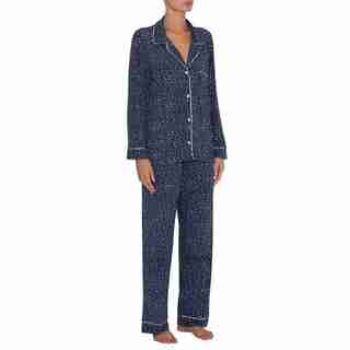 SLEEP CHIC LONG PJ SET BOXED ESTRELLA NAVY/IVORY M