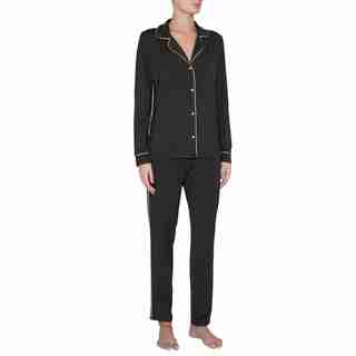GISELE SLIM TUXEDO PJ SET BOXED CHARCOAL/PINK M