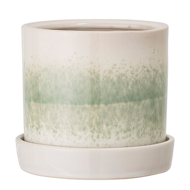 BLOOMINGVILLE STONEWARE FLOWER POT SAUCER GREEN GLAZE