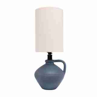 TERRACOTTA LAMP WITH COTTON LAMPSHADE GREY