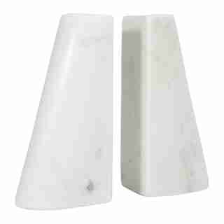 WHITE MARBLE BOOKENDS SET OF 2