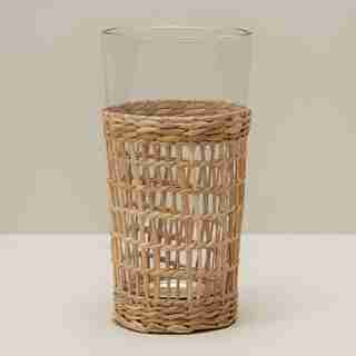 GLASS WITH WOVEN SEAGRASS SLEEVE