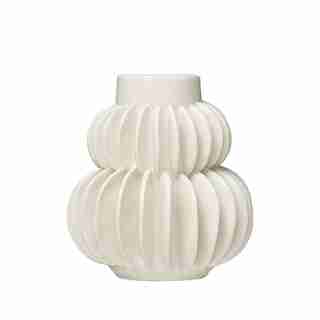 HANDMADE PLEATED STONEWARE VASE WHITE