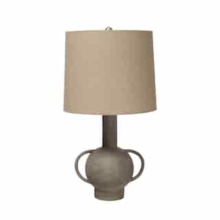 TERRACOTTA LAMP WITH LINEN LAMPSHADE DISTRESSED GREY
