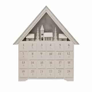 WOOD HOUSE ADVENT CALENDAR WITH LED LIGHTS