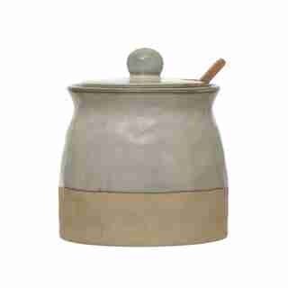 STONEWARE SUGAR POT WHITE GLAZE
