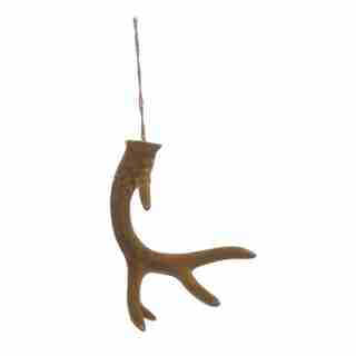 FLOCKED ANTLER ORNAMENT MUSTARD