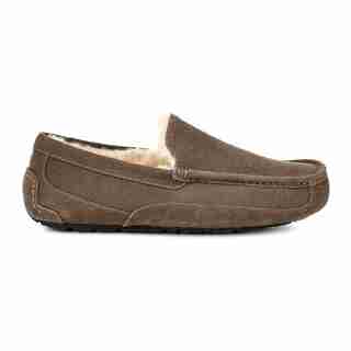UGG MEN'S ASCOT SLIPPER - COAL, SIZE 9