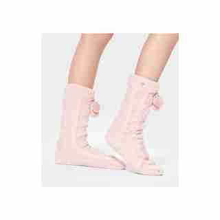 W POM POM FLEECE LINED CREW SOCK