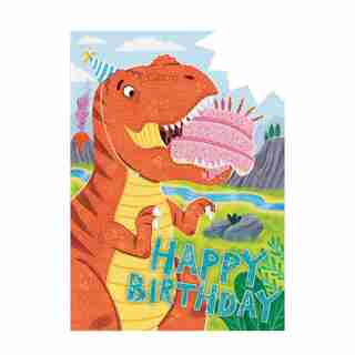 Paper E. Clips Birthday Card Dino With Cake