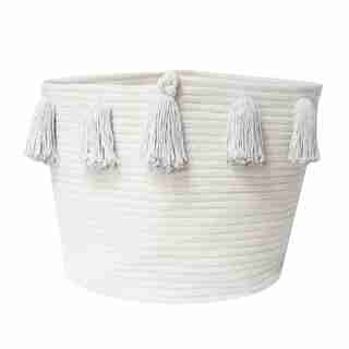 Grey Tassel Basket - Large