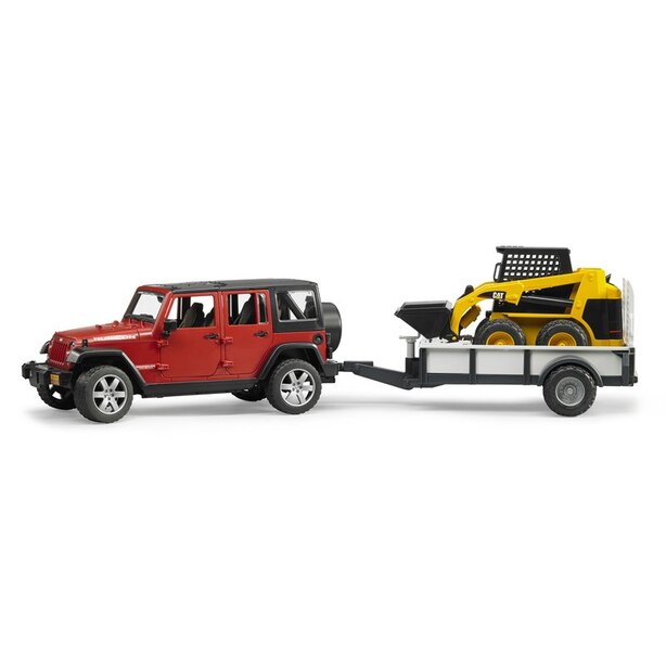 Bruder Jeep Wrangler Unlimited Rubicon With Trailer and CAT Skid