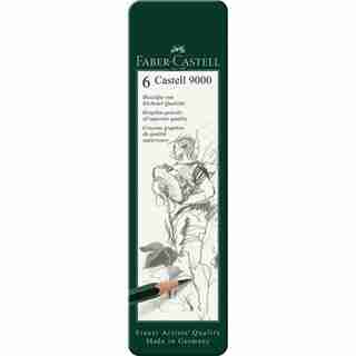 Faber Castell 9000 graphite pencil tin of 6